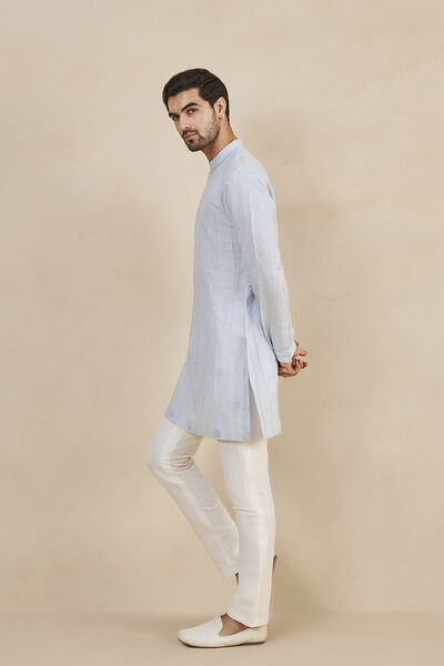 Sarish Linen Kurta - Powder Blue
